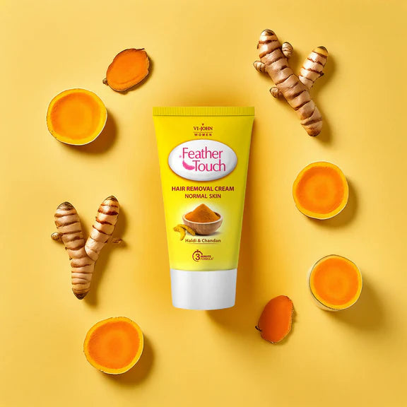 VI-JOHN Women Feather Touch Haldi & Chandan Hair Removal Cream for Women For Normal Skin, Suitable for Legs, Underarms, Bikini Line, Arms - 40 gm