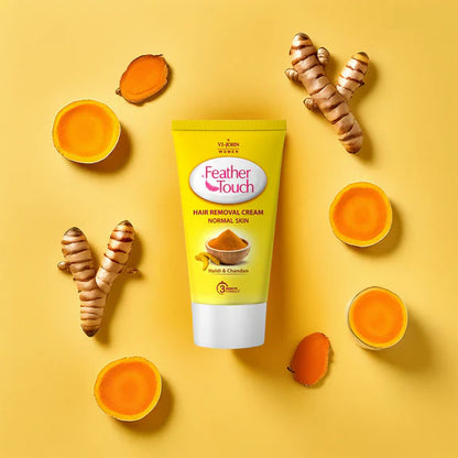 VI-JOHN Women Feather Touch Haldi & Chandan Hair Removal Cream for Women For Normal Skin, Suitable for Legs, Underarms, Bikini Line, Arms - 40 gm