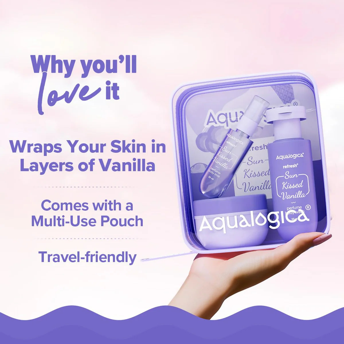 Aqualogica Refresh+ Vanilla Body Care Gift Set Kit - combo