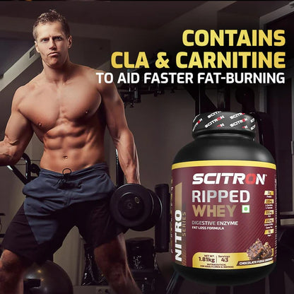 Scitron Ripped Whey Protein Powder Flavor Chocolate Fudge Brownie - 1.81 kg