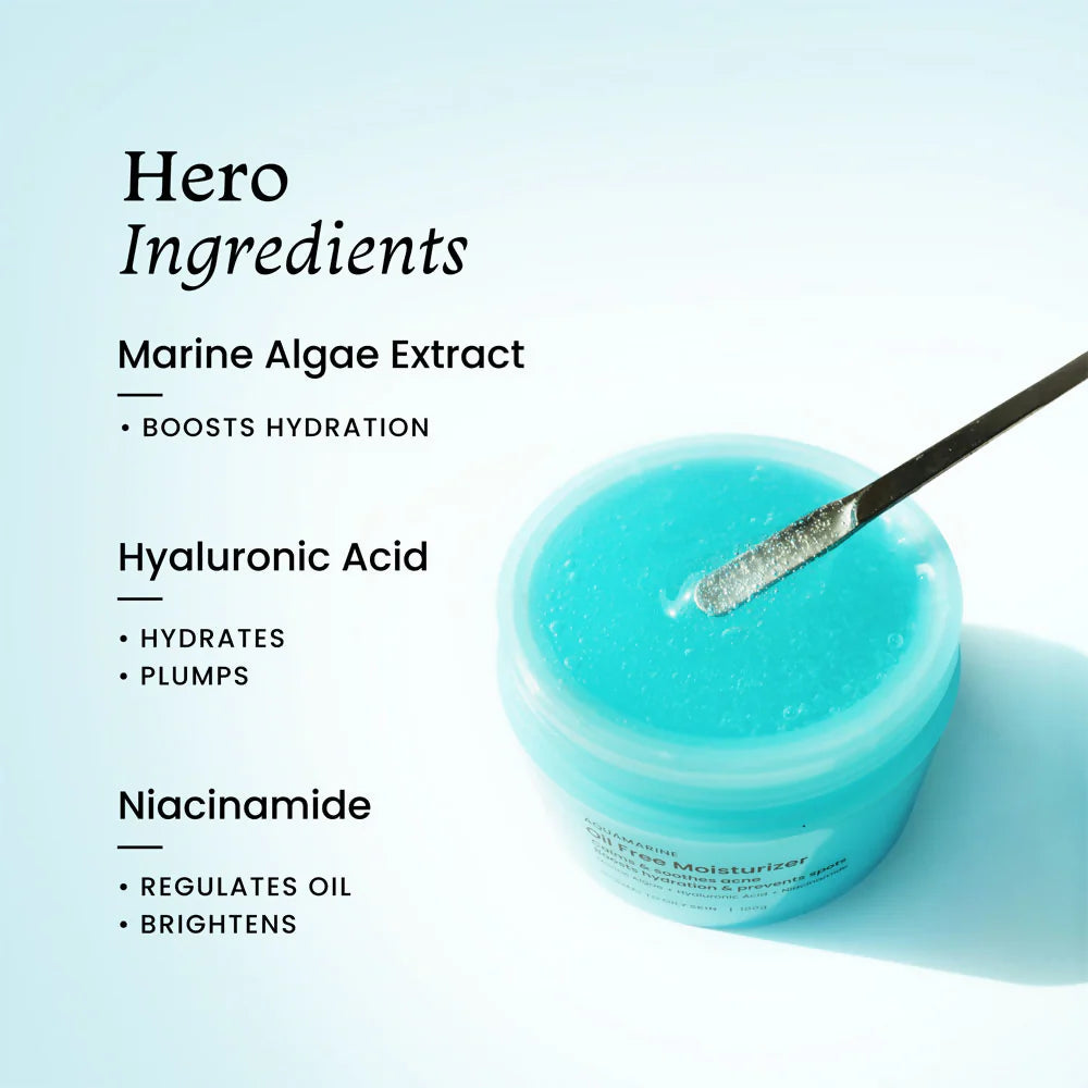Foxtale Aquamarine Oil Free Hydrating Moisturiser With Hyaluronic Acid For Normal To Oily Skin - 100 gm