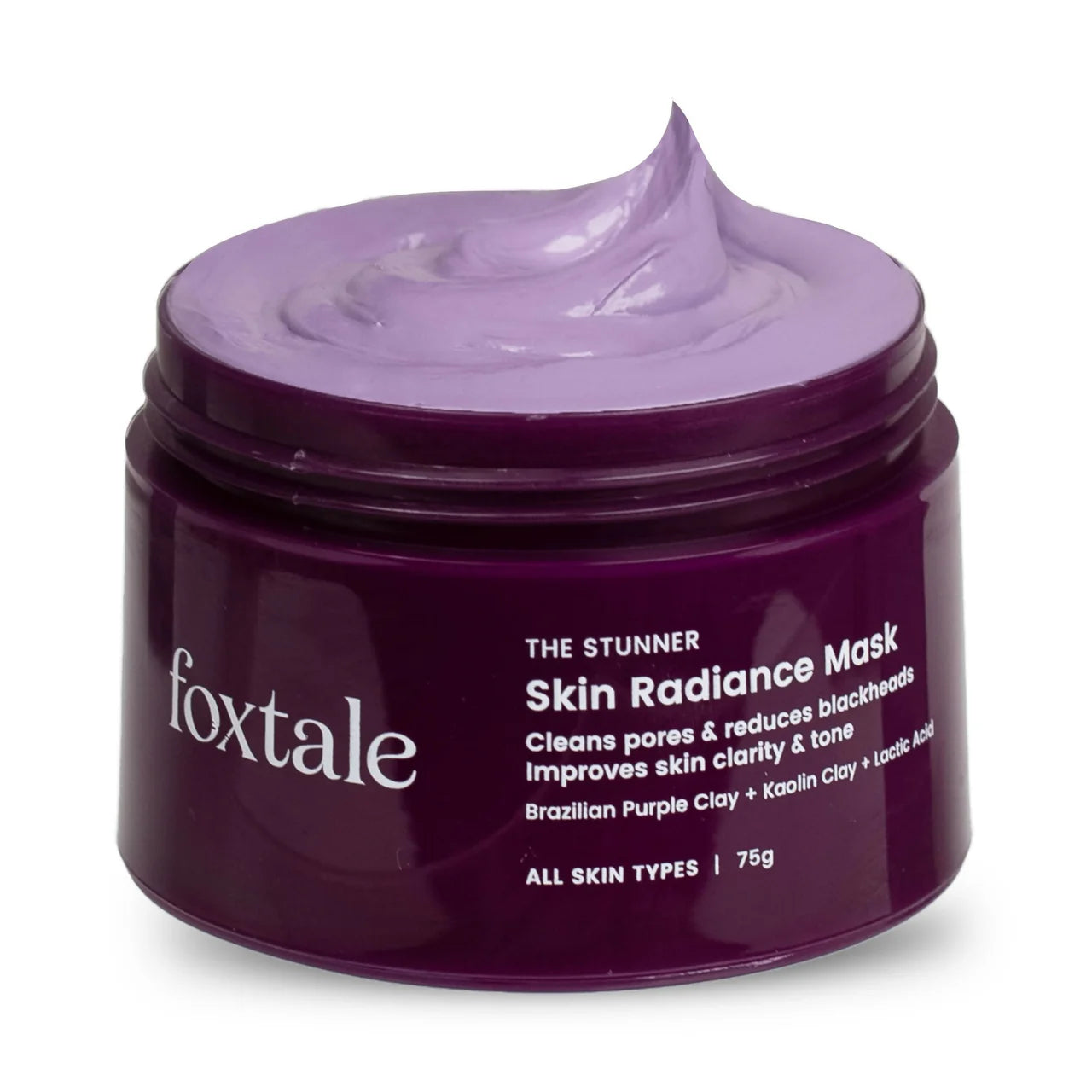Foxtale De-Tan Face Mask For Glowing Skin - Clay Mask with Lactic Acid For Tan Removal, Reduction in Blackheads, Instant Brightening