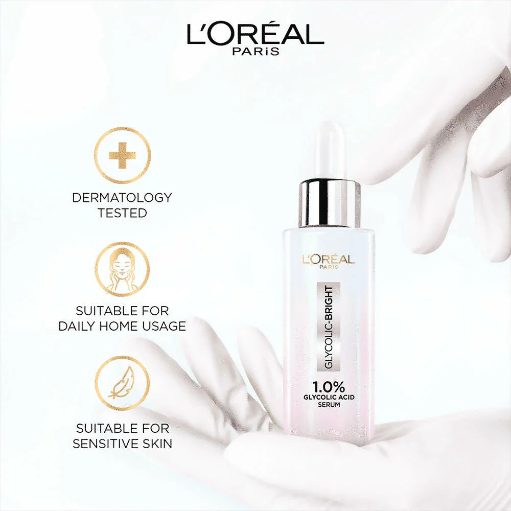 L'Oreal Paris Glycolic Acid Glowing And Protecting CSMS (Cleanser, Serum, Moisturizer, Sunscreen) Regime Kit -kit