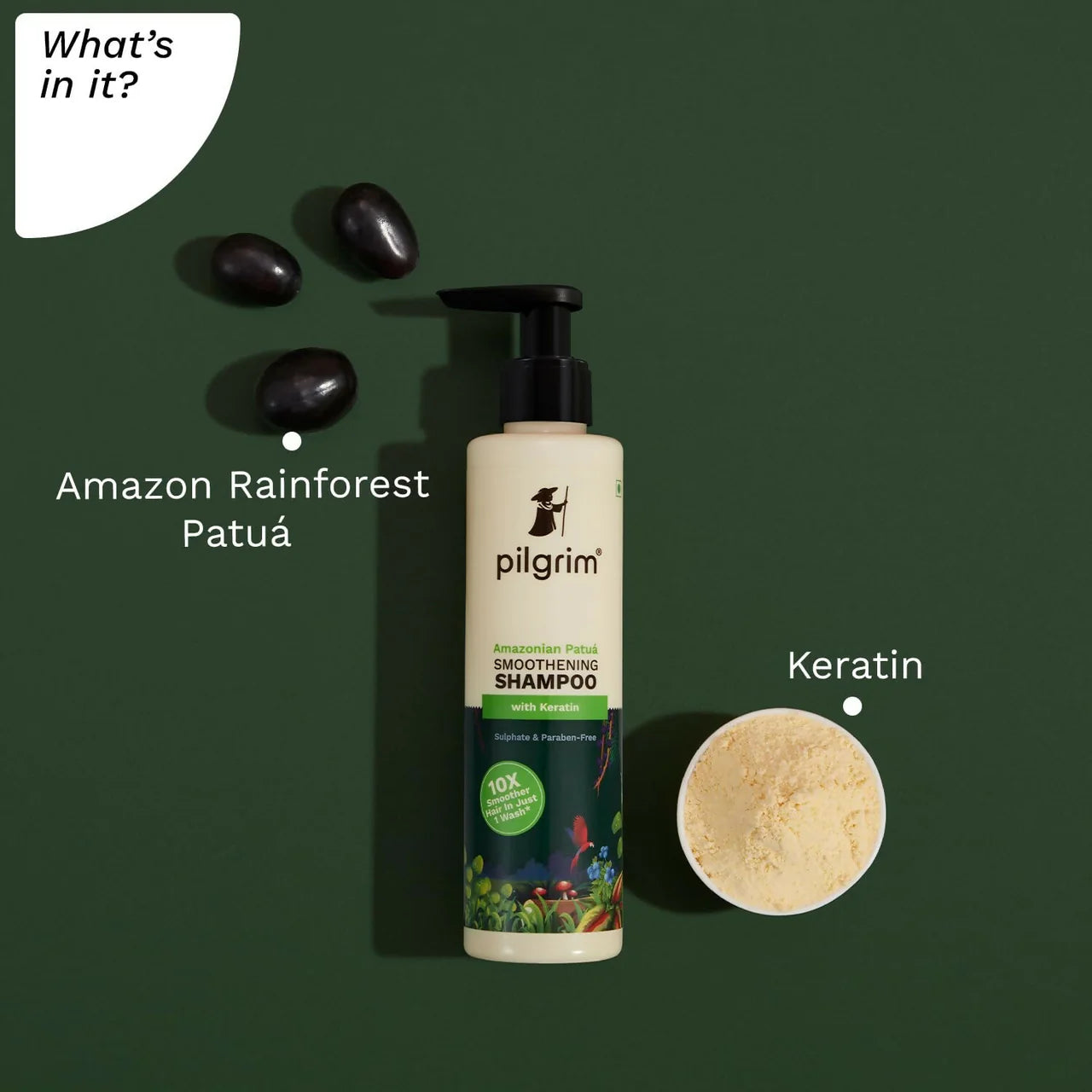 Pilgrim Patuá & Keratin Hair Smoothening Shampoo For Dry & Frizzy Hair, For Hair Smoothening & Healthy Scalp -200 ml