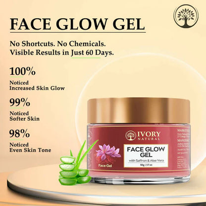 Ivory Natural Face Glow Gel For Instant Glow And Timeless Radiance, Achieve Glowing And Shiny Face - 50 gm