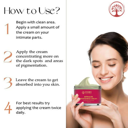 Ivory Natural Intimate Whitening Cream For Lighten Dark Areas, Inner Thigh - 50 gm