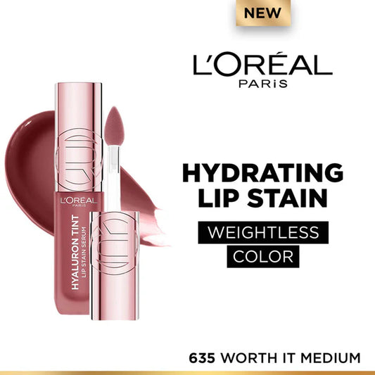 L'Oreal Paris Hyaluron Tint Lip Stain Serum Weightless Color - 635 Worth It Medium - 5 ml