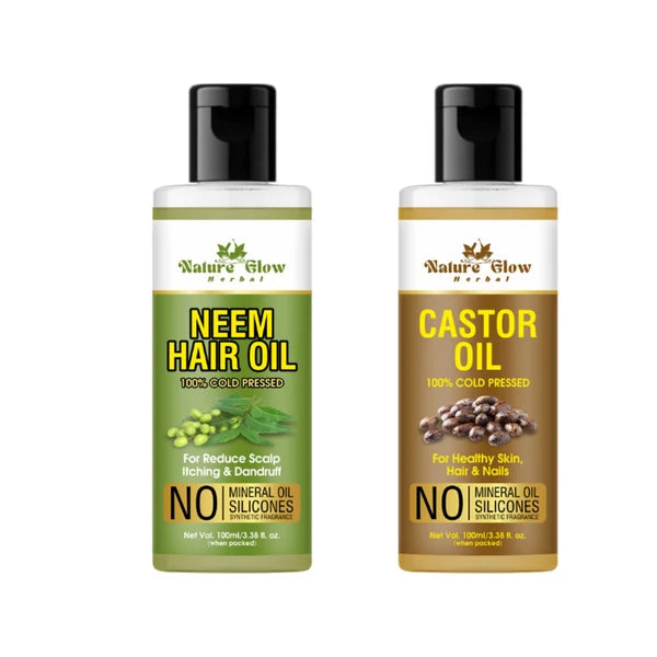Nature Glow Herbal Neem & Castor Hair Oil Combo - Combo
