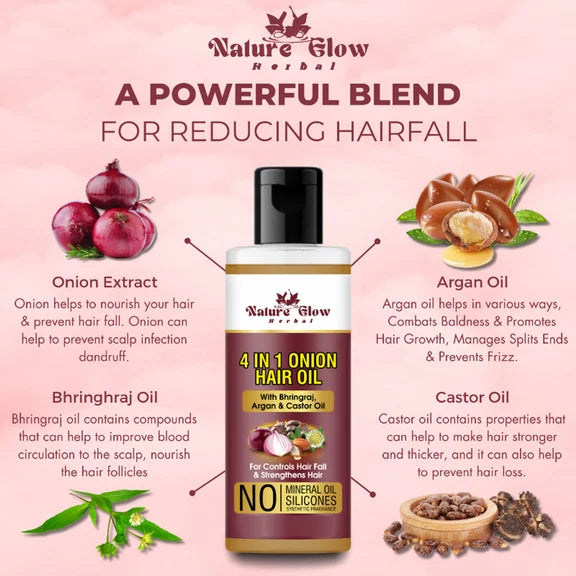 Nature Glow Herbal Neem & 4 In 1 Onion Hair Oil Combo - Combo