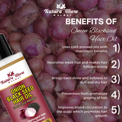 Nature Glow Herbal Castor & Onion With Black Seed Hair Oil Combo - Combo