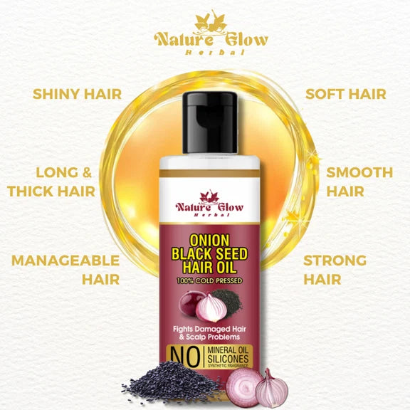 Nature Glow Herbal Castor & Onion With Black Seed Hair Oil Combo - Combo