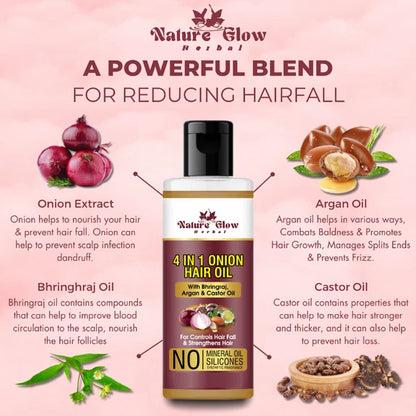 Nature Glow Herbal Castor Oil & 4 In 1 Hair Oil Combo - Combo