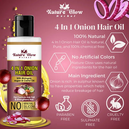 Nature Glow Herbal Castor Oil & 4 In 1 Hair Oil Combo - Combo