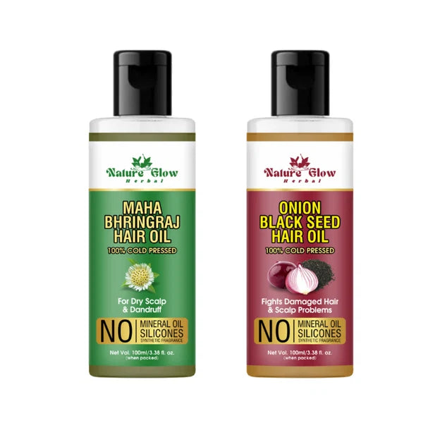 Nature Glow Herbal Bhringraj & Onion Black Seed Hair Oil Combo - Combo
