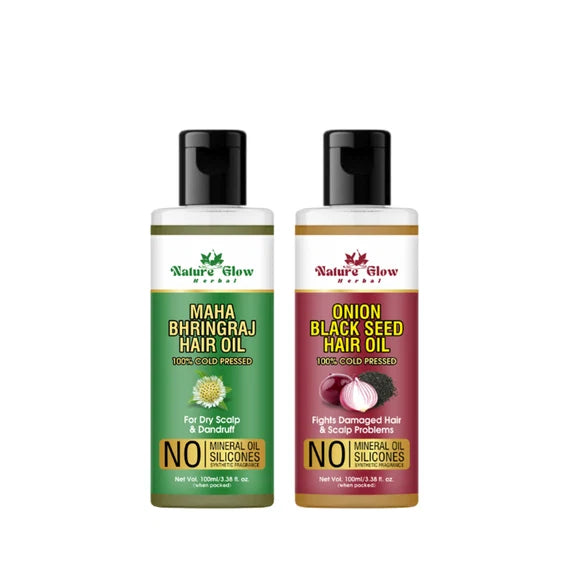 Nature Glow Herbal Bhringraj & Onion Black Seed Hair Oil Combo - Combo
