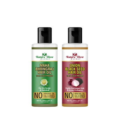 Nature Glow Herbal Bhringraj & Onion Black Seed Hair Oil Combo - Combo