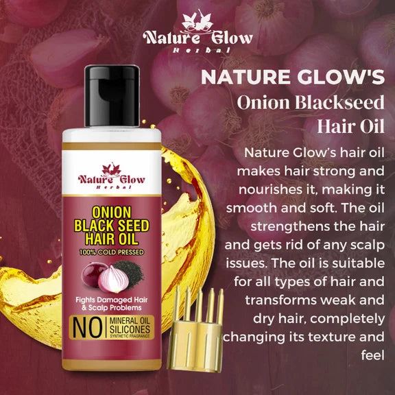 Nature Glow Herbal Bhringraj & Onion Black Seed Hair Oil Combo - Combo