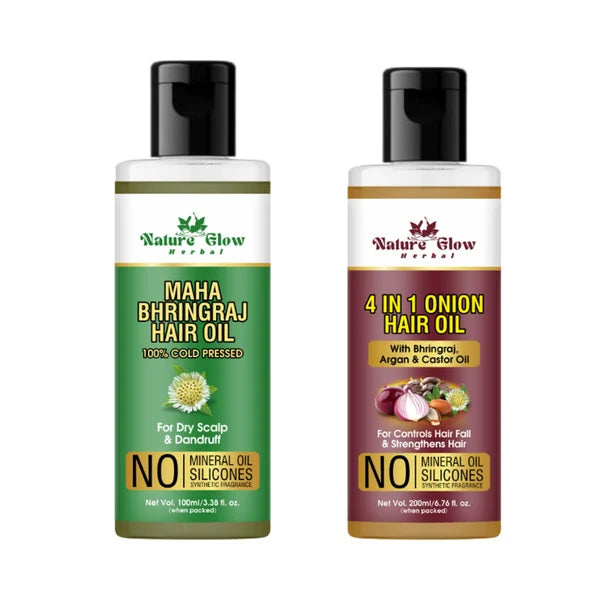 Nature Glow Herbal Bhringraj & 4 In 1 Hair Oil Combo - Combo