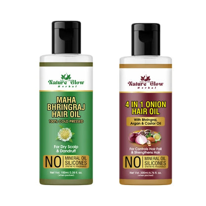 Nature Glow Herbal Bhringraj & 4 In 1 Hair Oil Combo - Combo