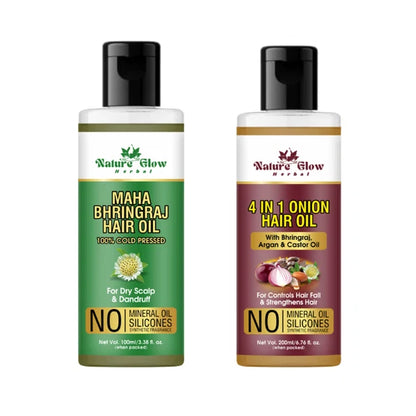 Nature Glow Herbal Bhringraj & 4 In 1 Hair Oil Combo - Combo