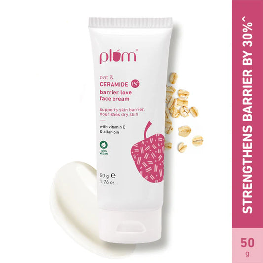 Plum 1% Ceramide Face Cream With Oat, Strengthens Skin Barrier & Nourishes - 50 gm