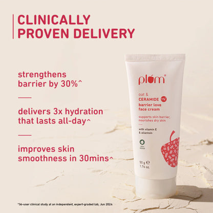 Plum 1% Ceramide Face Cream With Oat, Strengthens Skin Barrier & Nourishes - 50 gm