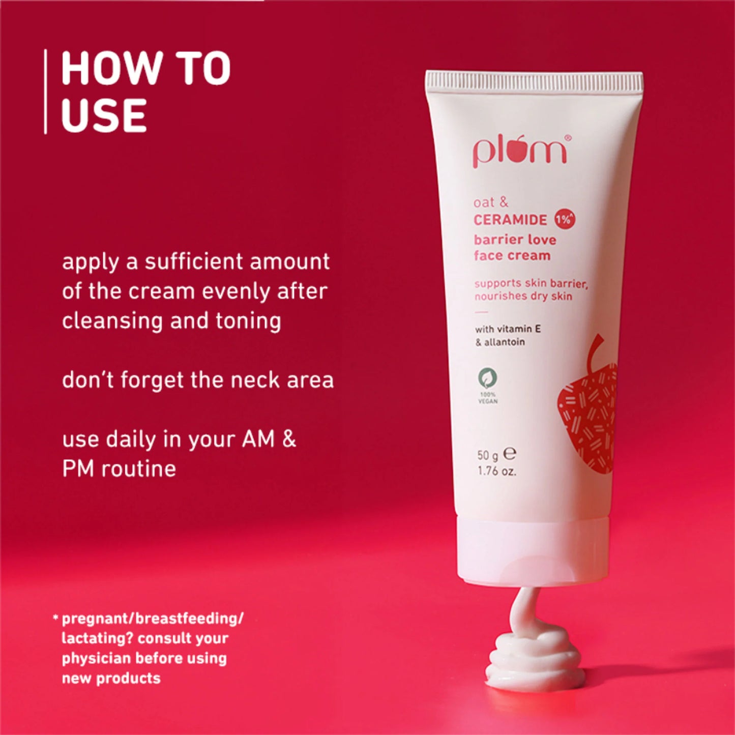 Plum 1% Ceramide Face Cream With Oat, Strengthens Skin Barrier & Nourishes - 50 gm