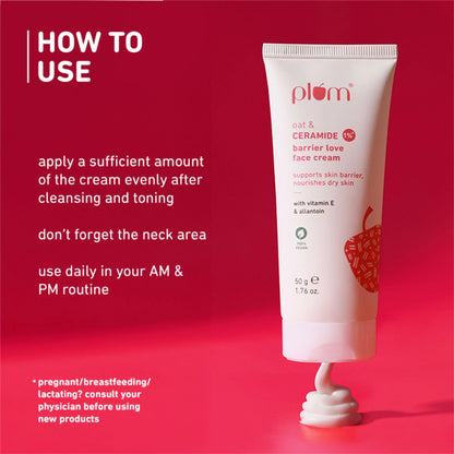 Plum 1% Ceramide Face Cream With Oat, Strengthens Skin Barrier & Nourishes - 50 gm