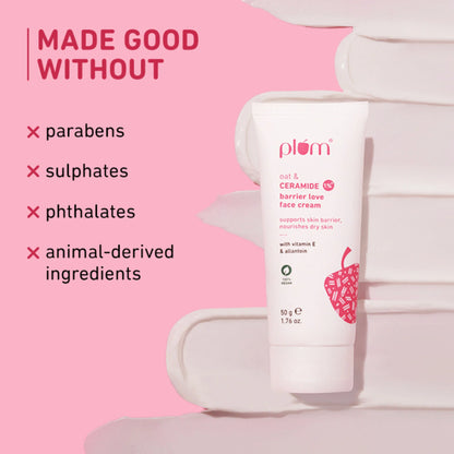 Plum 1% Ceramide Face Cream With Oat, Strengthens Skin Barrier & Nourishes - 50 gm