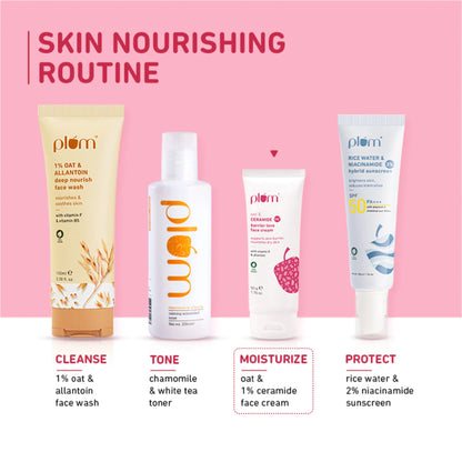 Plum 1% Ceramide Face Cream With Oat, Strengthens Skin Barrier & Nourishes - 50 gm