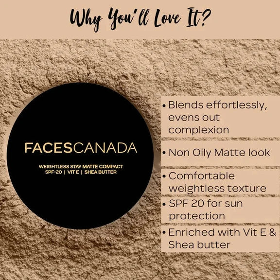 Faces Canada Weightless Stay Matte Compact SPF20-Natural 02 - 9 gm