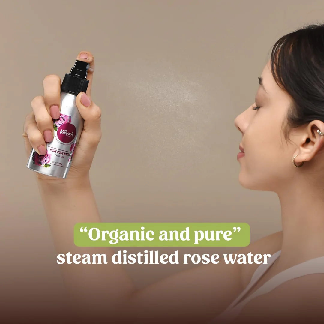 Vilvah Store Pure Rose Water Facial Toner For Glowing Skin