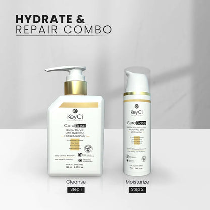 KeyCi Hydrate & Repair Combo | Cleanser 150ml + Moisturizer 50ml | Pack of 2
