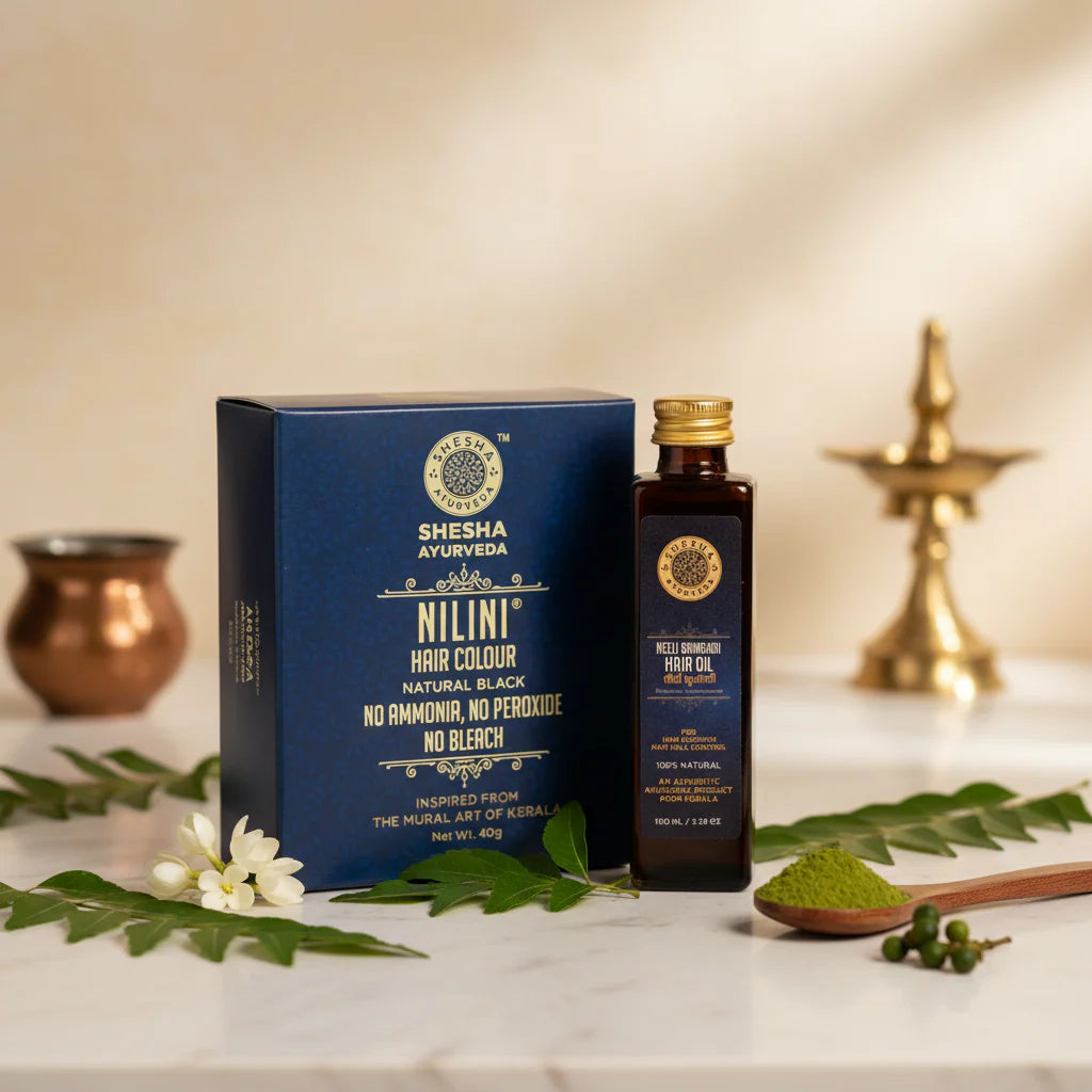 All-in-One Hair Care Duo - Nilini Natural Black Hair Color + Neeli Bringadi Hair Growth Oil