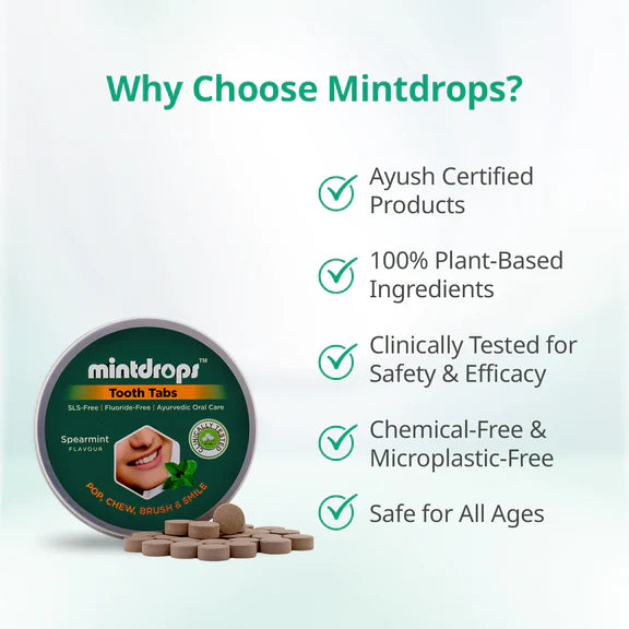 Mintdrops Premium Tooth Tabs - Spearmint Flavour - 60 tabs