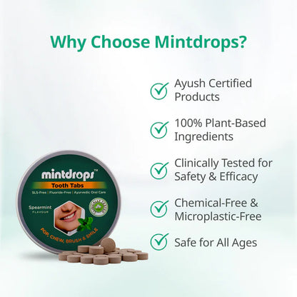 Mintdrops Premium Tooth Tabs - Spearmint Flavour - 60 tabs