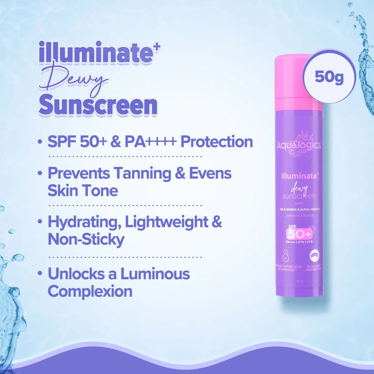 Aqualogica Skin Illuminate Duo With Illuminate Sunscreen And Hydra Gel Moisturizer - combo