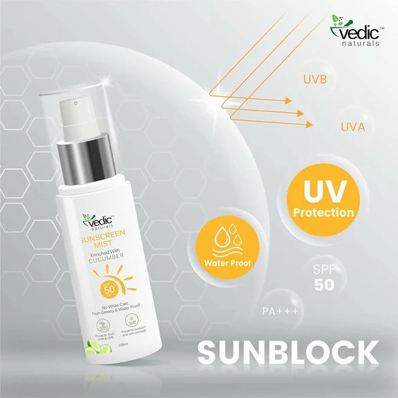 Vedic Naturals Sunscreen Face Mist with SPF 50 PA+++ - 100 ml