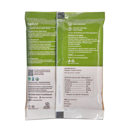 Pure & Sure Organic Cumin Whole - 100 gm