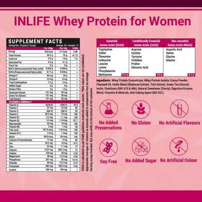 Inlife Whey Protein Powder For Women - 500 gm