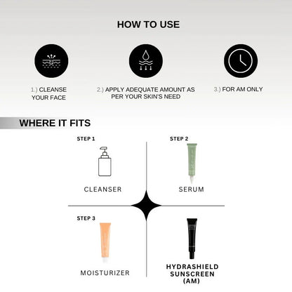 The Formularx Hydrashield Vitamin C + Peptide Sunscreen Spf 50 Pa++++ For Oily, Acne Prone Skin - 50 gm