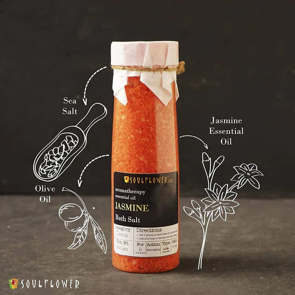 Soulflower Aromatherapy Essential Oil Jasmine Bath Salt - 500 gm