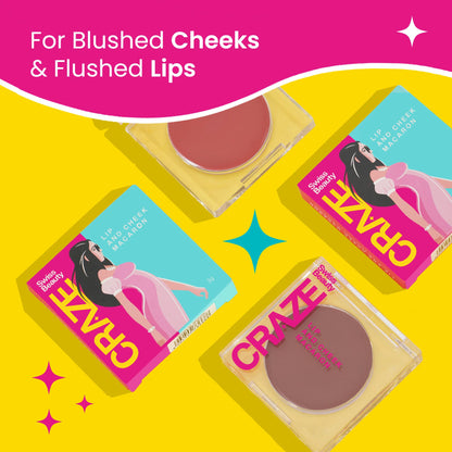 Swiss Beauty CRAZE Lip & Cheek Macaron With Vitamin E And Olive Oil - 01 Brown Pie - 3.2 gm