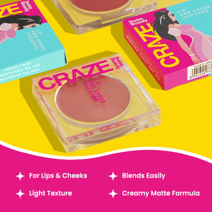 Swiss Beauty CRAZE Lip & Cheek Macaron With Vitamin E And Olive Oil - 01 Brown Pie - 3.2 gm
