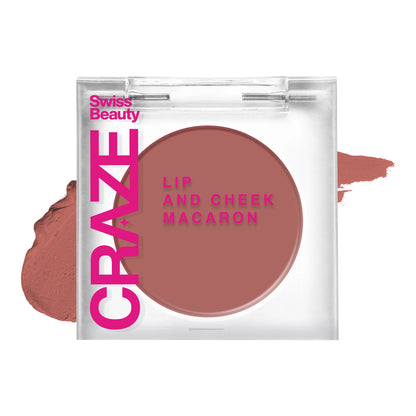 Swiss Beauty CRAZE Lip & Cheek Macaron With Vitamin E And Olive Oil - 01 Brown Pie - 3.2 gm