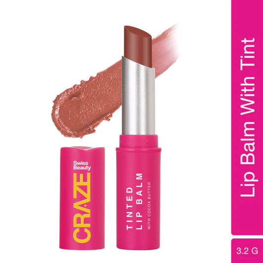 Swiss Beauty CRAZE Tinted Weightless Sheer Coverage Lip Balm With Cocoa Butter - 01 Marshmallow - 2.3 gm