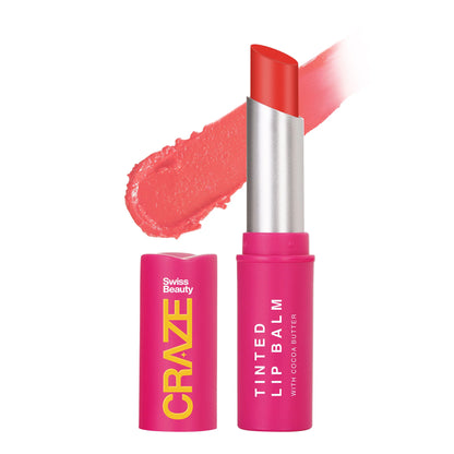 Swiss Beauty CRAZE Tinted Weightless Sheer Coverage Lip Balm With Cocoa Butter - 03 Cherry Crush - 2.3 gm