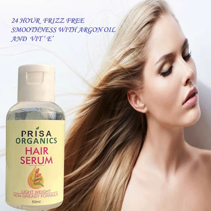 Prisa Organics Hair Serum With Argan Oil & Vitamin E - Promotes Hair Growth, Prevents Hair Loss and Thinning - 50 ml
