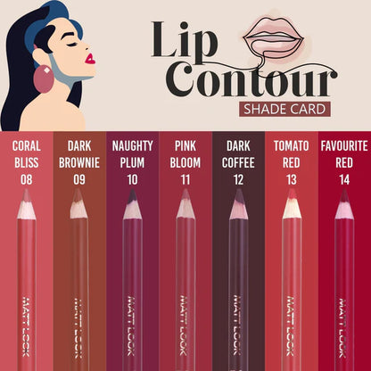 Matt Look Colorite Lip Contour Professional Matte Lip Color Pencil - Burgundy Blush 15 - 4.5 gm