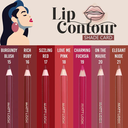 Matt Look Colorite Lip Contour Professional Matte Lip Color Pencil - Burgundy Blush 15 - 4.5 gm